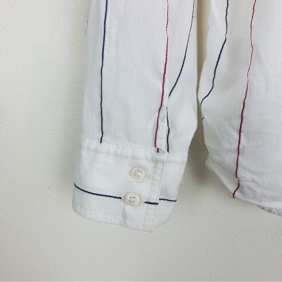 Sacrecoeur striped button front shirt with raglan sleeves and boxy fit. Small - Picture 5 of 8